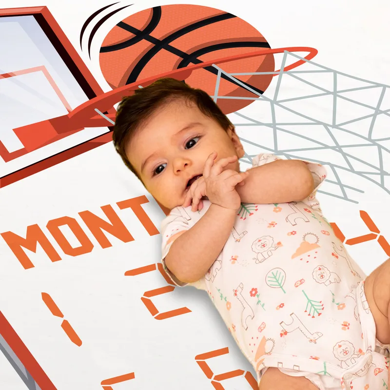Basketball Design Milestone Baby Photo Blanket