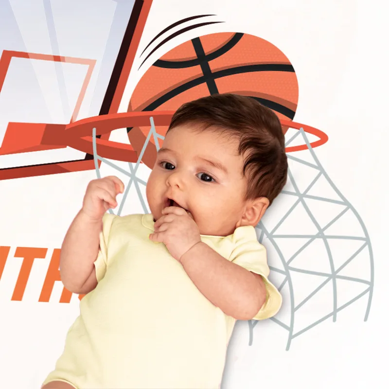 Basketball Design Milestone Baby Photo Blanket