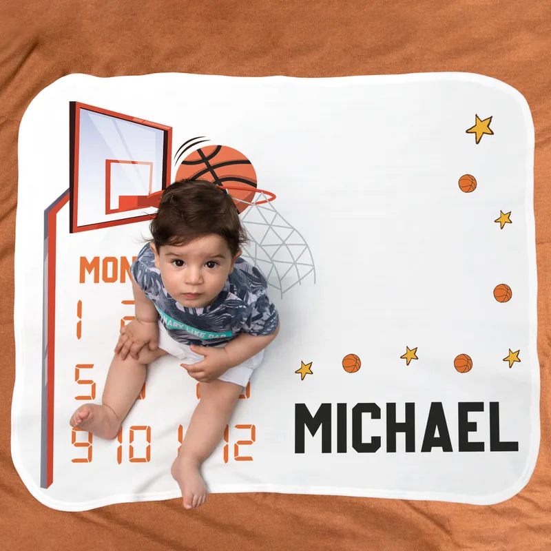 Basketball Design Milestone Baby Photo Blanket