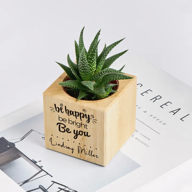 Personalised Be Happy Succulent Pot for Any Occasion