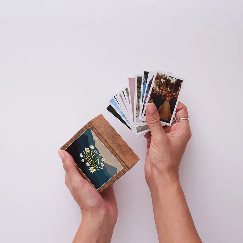 Be The Sunshine Motto Wooden Photo Box with 70 Photo Prints