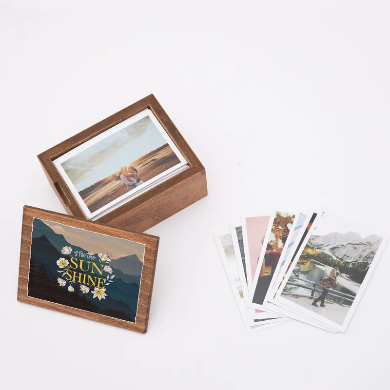Be The Sunshine Motto Wooden Photo Box with 70 Photo Prints