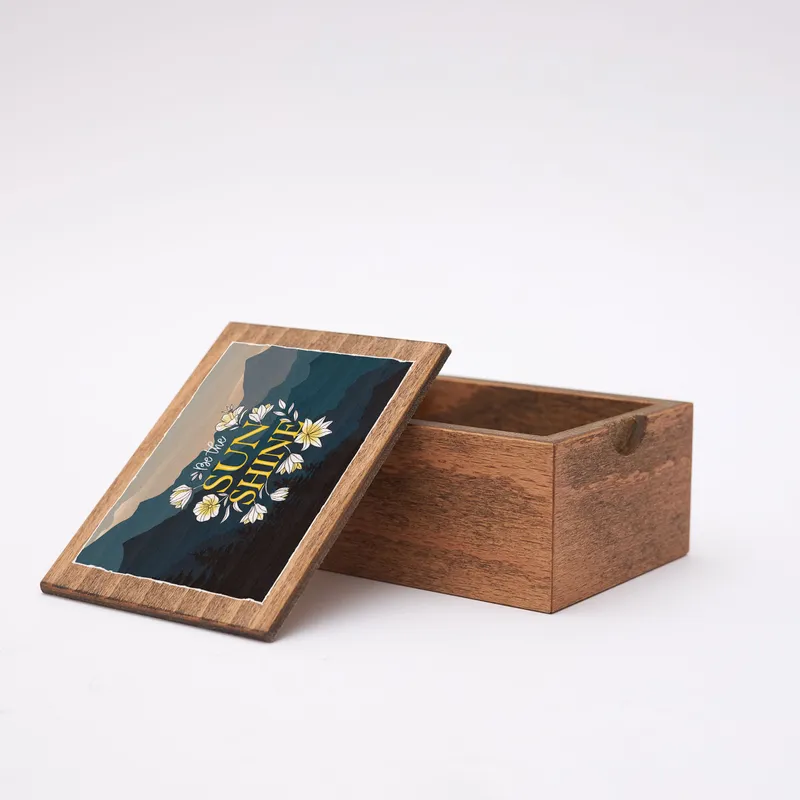 Be The Sunshine Motto Wooden Photo Box with 70 Photo Prints