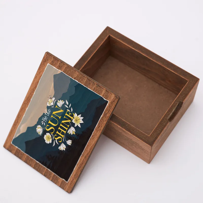 Be The Sunshine Motto Wooden Photo Box with 70 Photo Prints