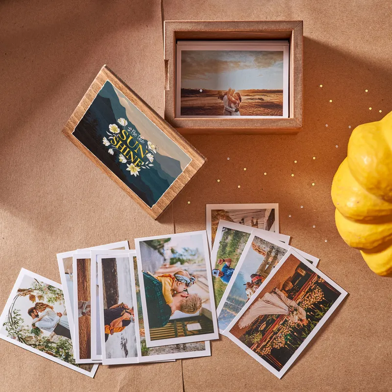 Be The Sunshine Motto Wooden Photo Box with 70 Photo Prints