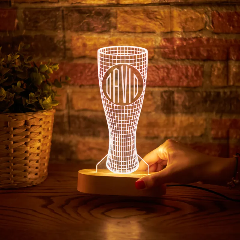 Beer Cup Decorative LED Lamp - Custom Monogram Design