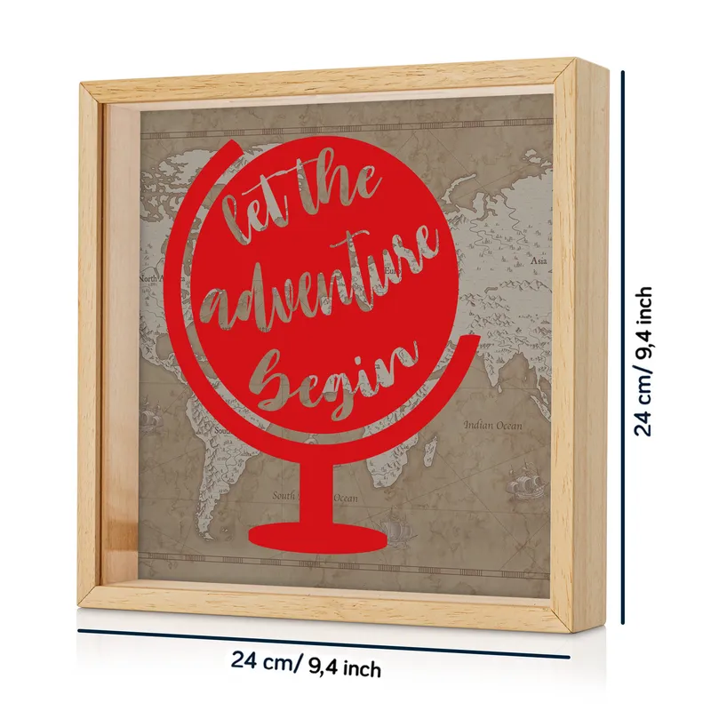 Adventure Awaits Wooden Money Box for Travel Lovers