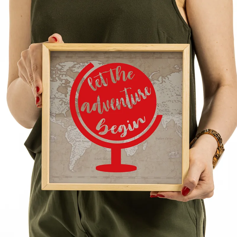 Adventure Awaits Wooden Money Box for Travel Lovers