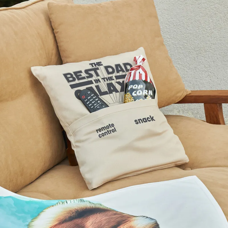 Best Dad in the Galaxy Pillow with Pocket as Perfect Gift for Father's Day