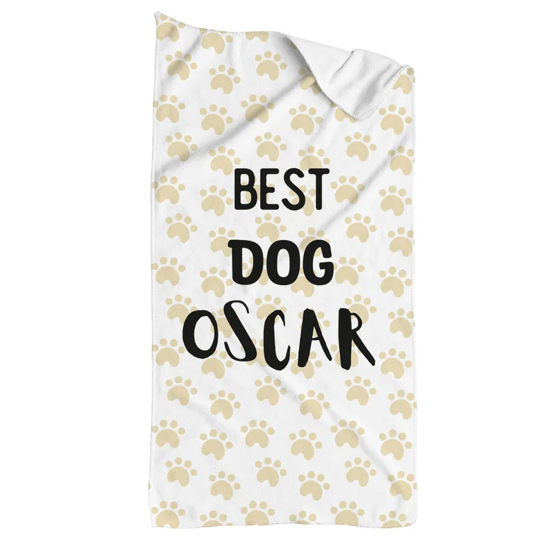 Personalised Dog Towel with Custom Name Design