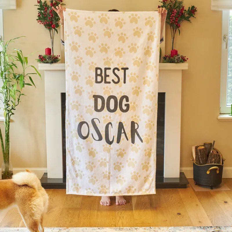 Personalised Dog Towel with Custom Name Design