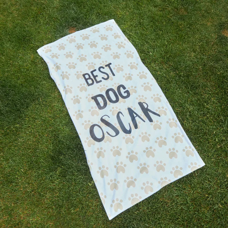 Personalised Dog Towel with Custom Name Design