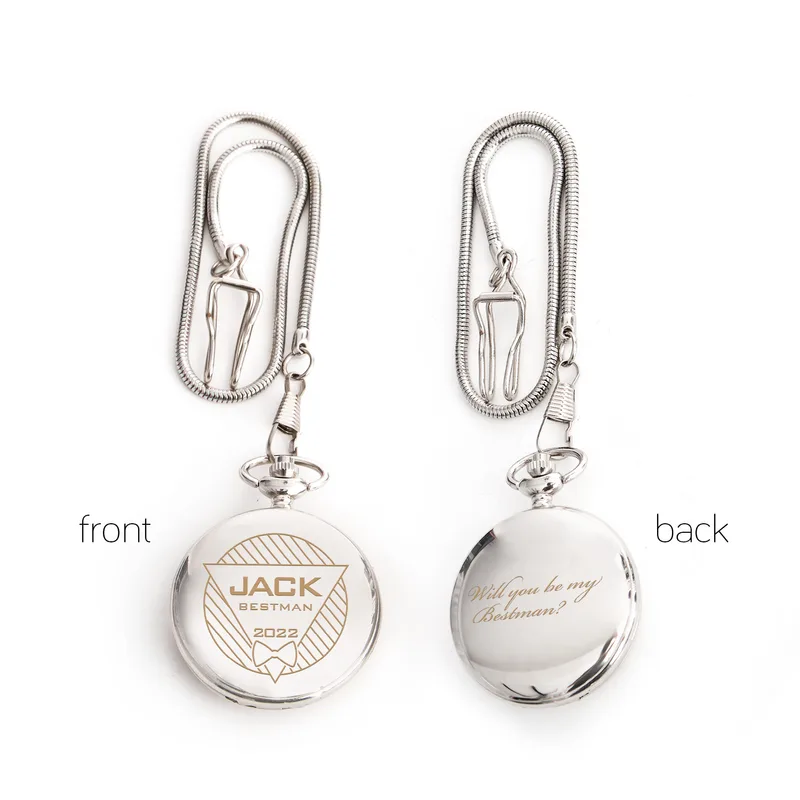 Best Man Groomsman Design Personalized Engraved Pocket Watch