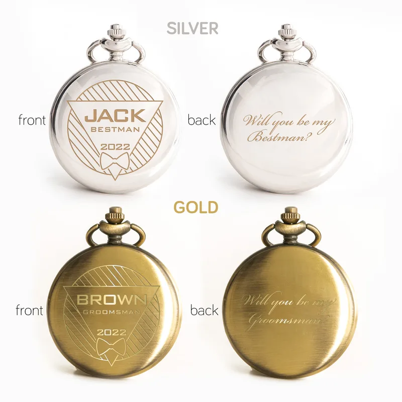 Best Man Groomsman Design Personalized Engraved Pocket Watch
