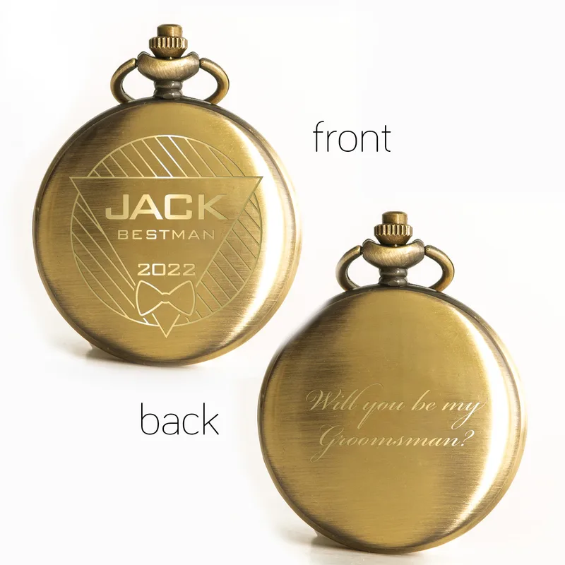 Best Man Groomsman Design Personalized Engraved Pocket Watch