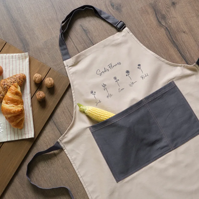 Personalised Birth Flower Apron for Grandma