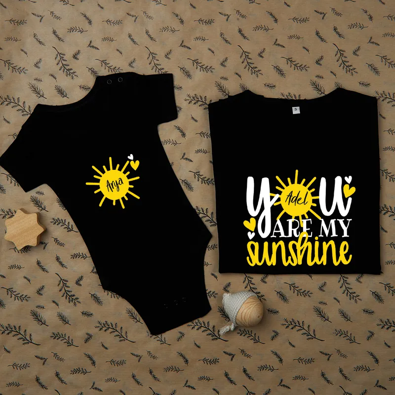 Personalised Mother and Baby Sunshine T-Shirt Set