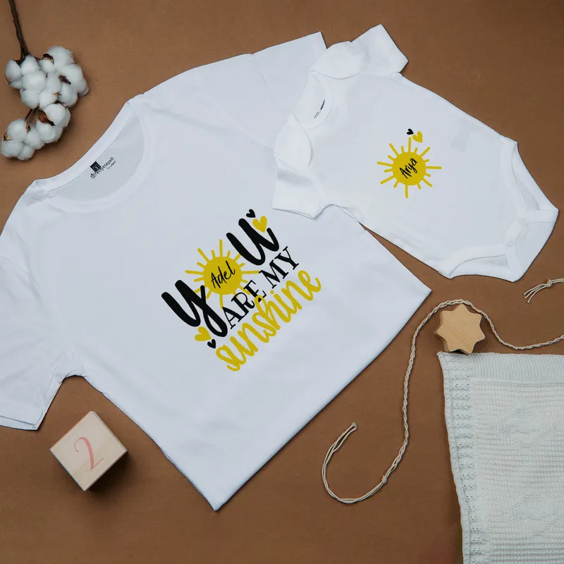 Personalised Mother and Baby Sunshine T-Shirt Set