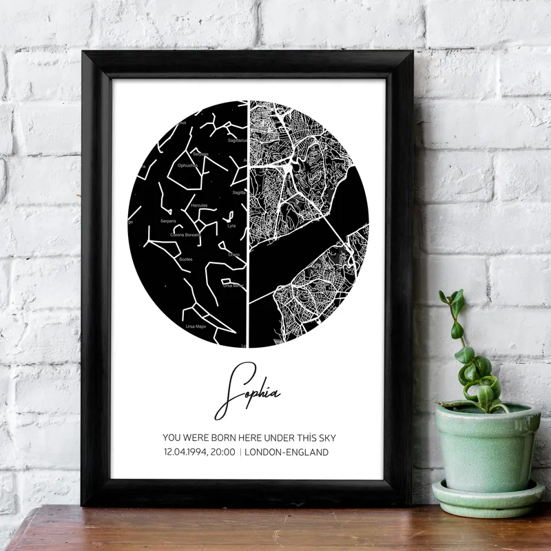 Birthday Gift Sky and Location Designed Gift Frame