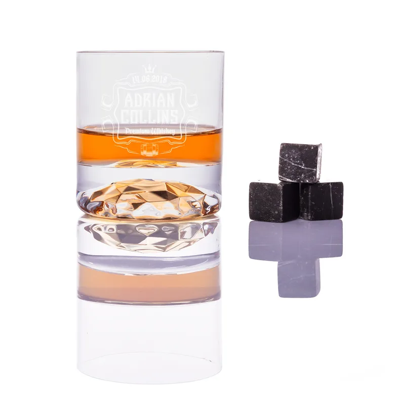 Birthday Gifts Chicago Crystal Whiskey Glasses Set in Wooden Box