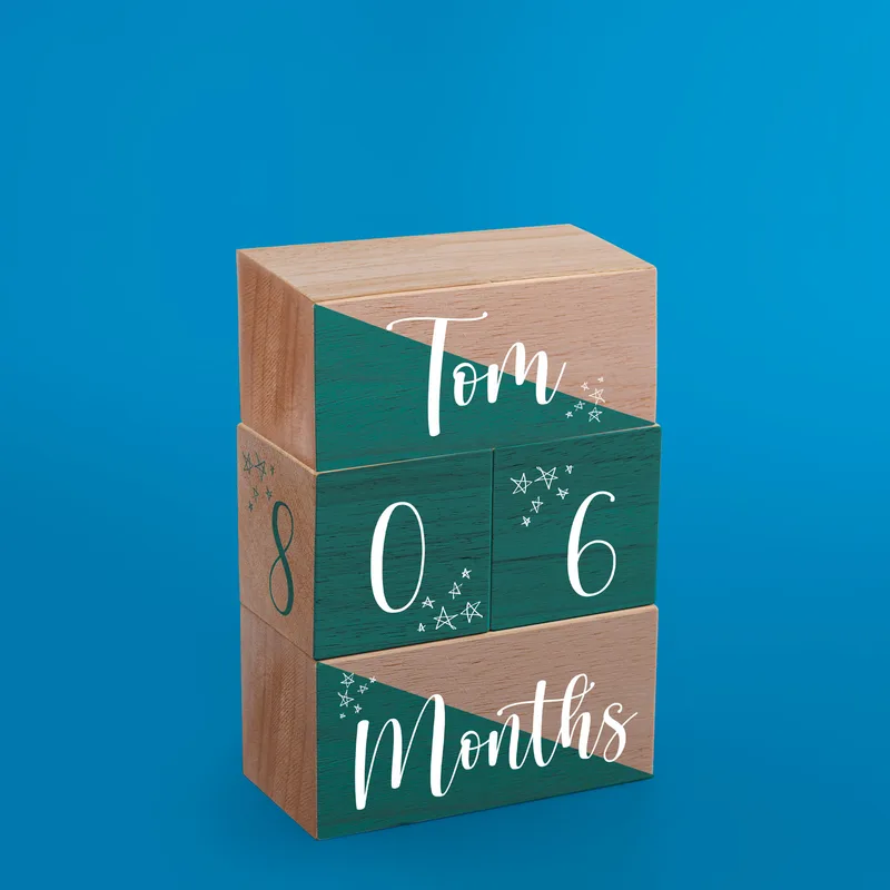 Personalised Wooden Baby Name Blocks for Boys