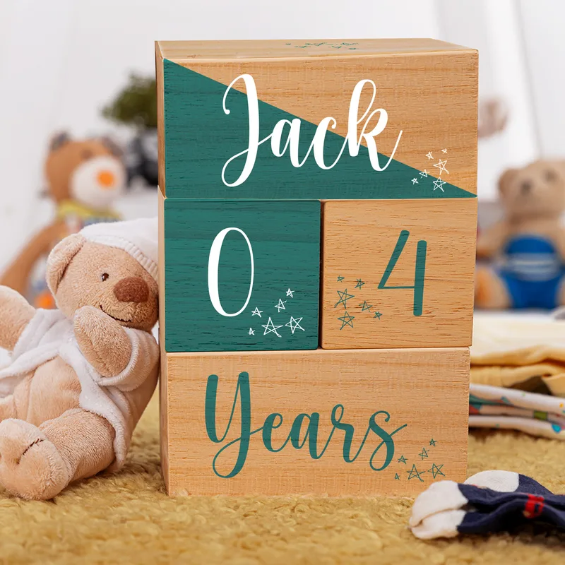 Personalised Wooden Baby Name Blocks for Boys