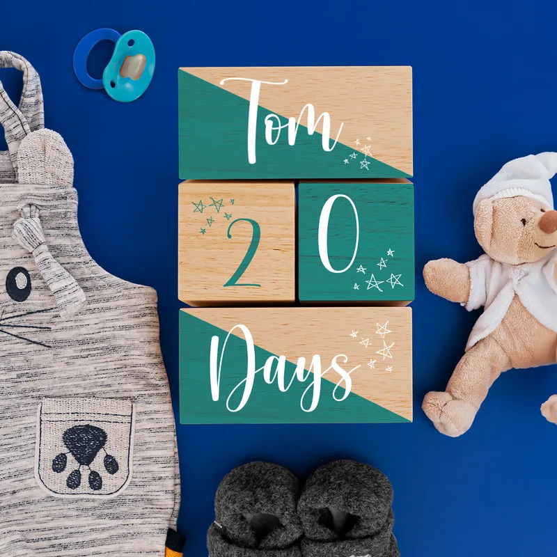 Personalised Wooden Baby Name Blocks for Boys