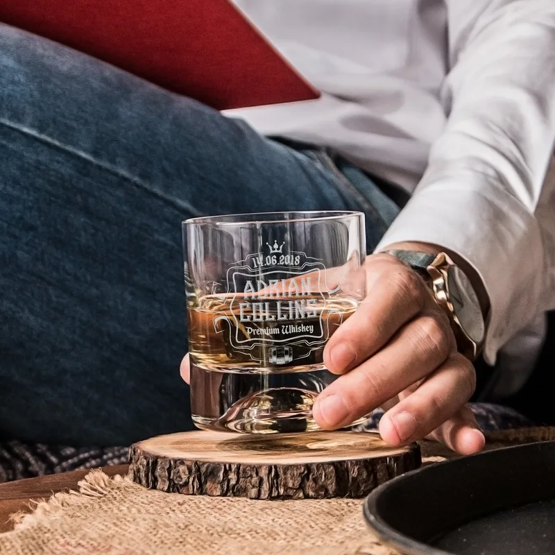 Birthday Gifts for Friends Whiskey Glass Set in Wooden Gift Box