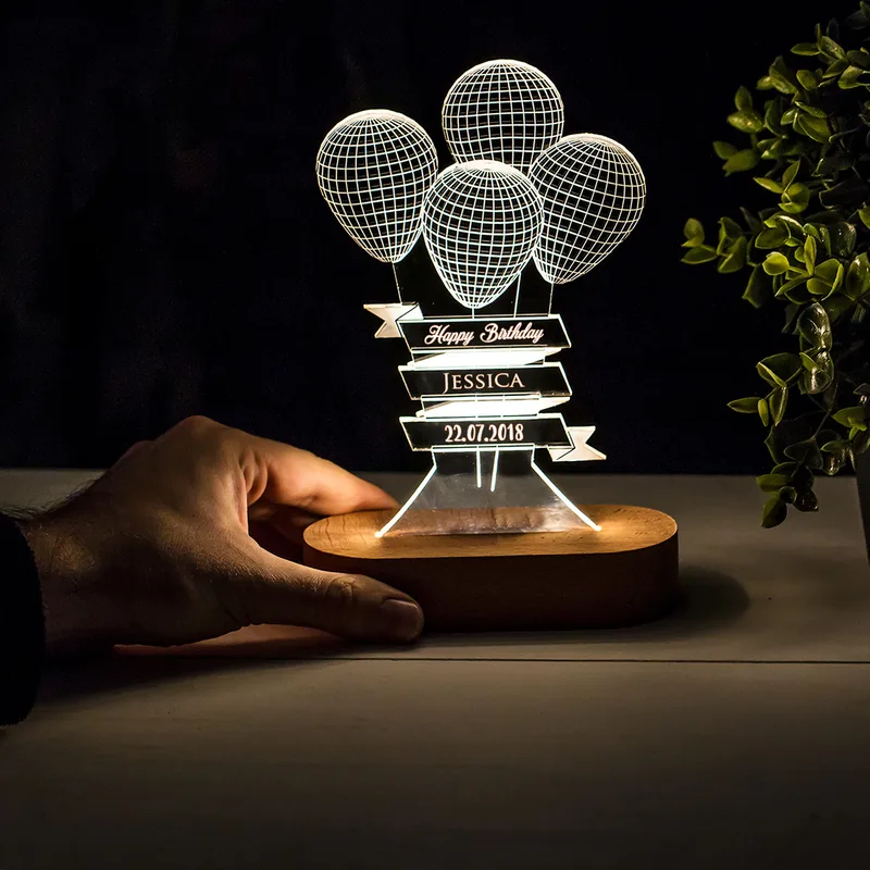 Birthday Gifts Personalized Led Lamp with Balloons