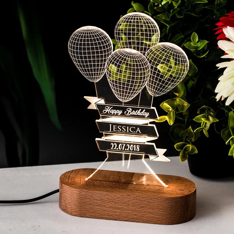 Birthday Gifts Personalized Led Lamp with Balloons