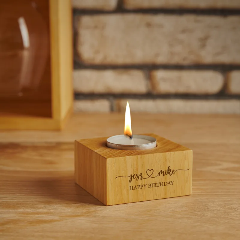 Personalised Wooden Wine Rack with Glasses and Candle Set