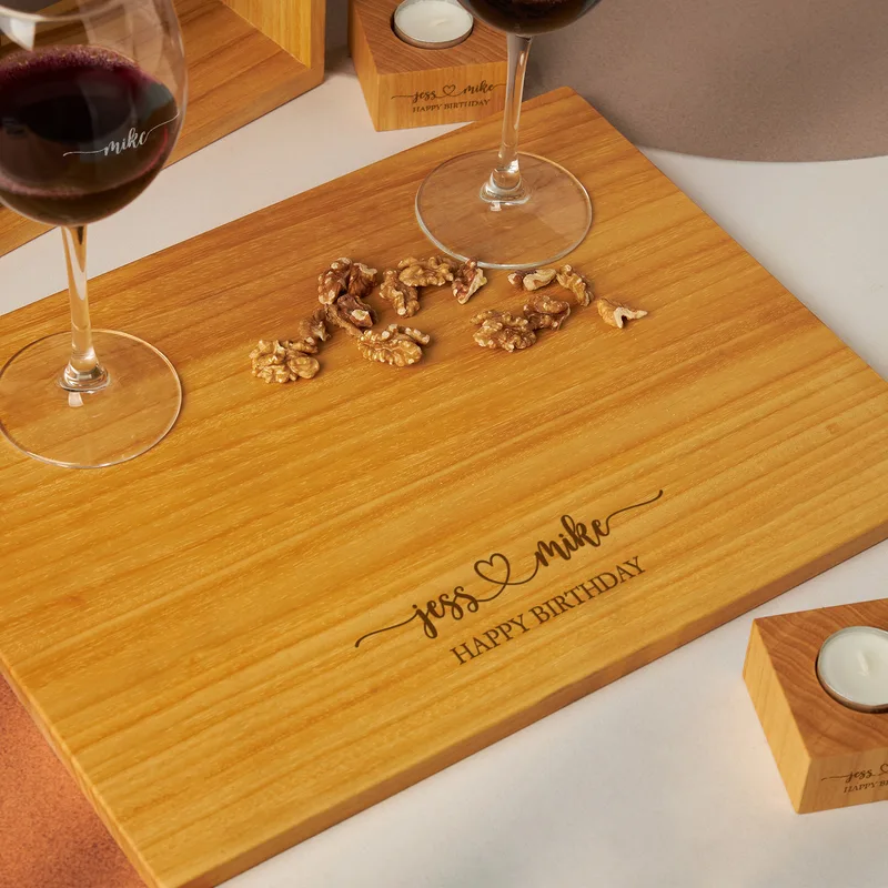 Personalised Wooden Wine Rack with Glasses and Candle Set