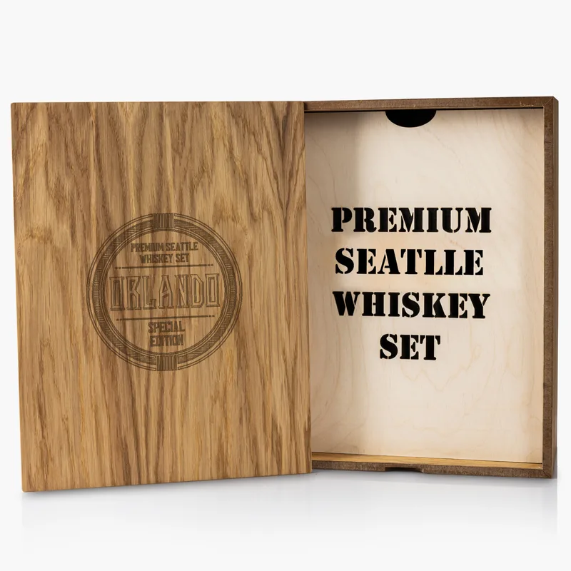 Birthday Gifts Seattle Whiskey Set in Wooden Gift Box
