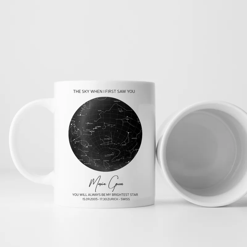 Birthday Gifts Special Day's Star Map Printed Porcelain Mug