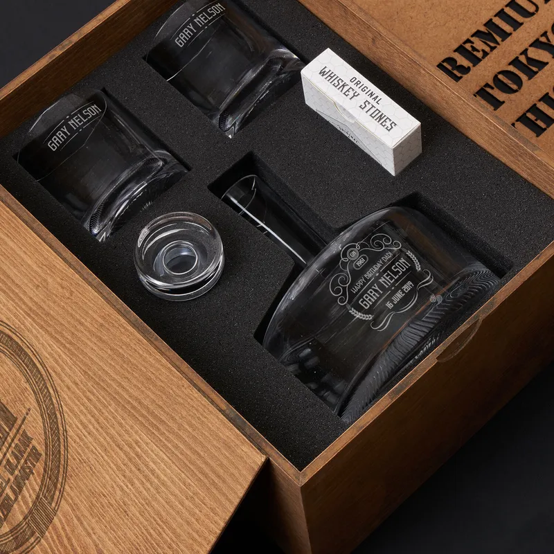 Birthday Gifts Tokyo Whiskey Set Wooden Gift Box