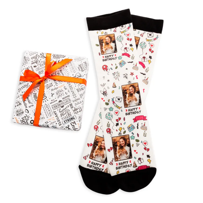 Birthday Themed Personalised Photo Printed Socks