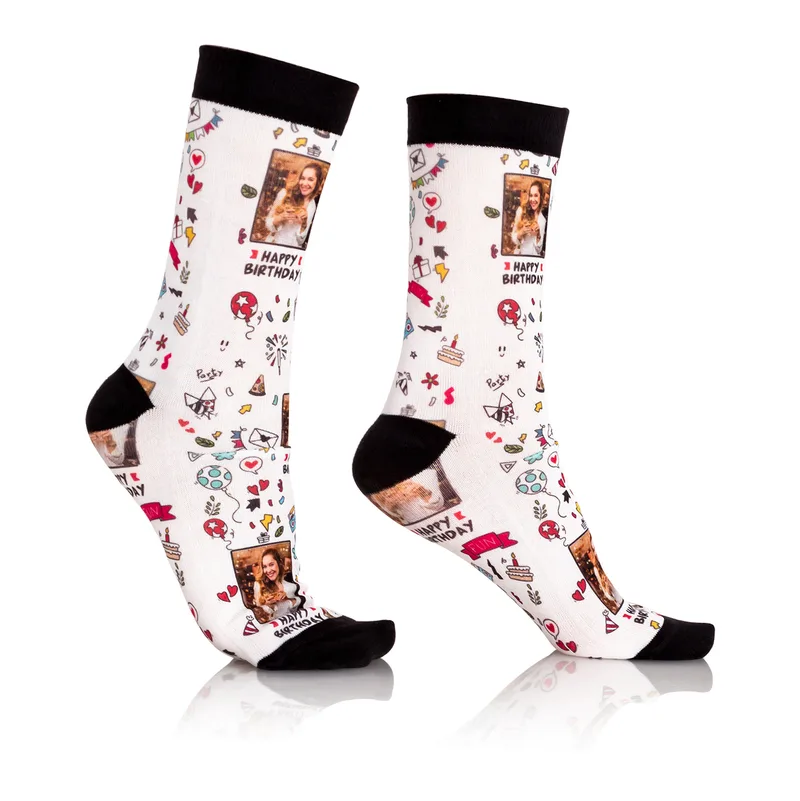 Birthday Themed Personalised Photo Printed Socks
