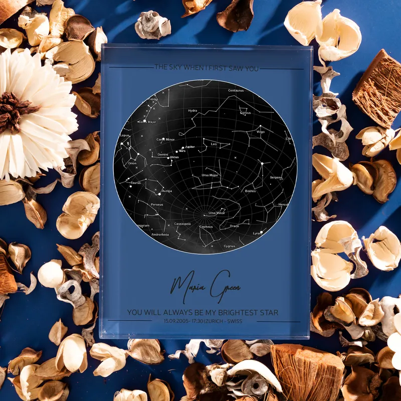 Personalised Star Map Acrylic Display for Birthdays