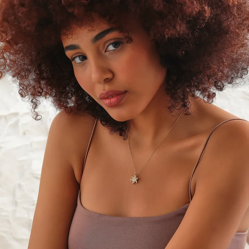 Black Lotus Gold Plated Necklace for Her