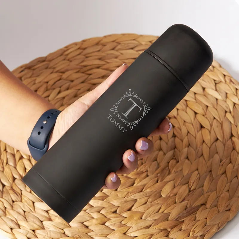 Personalised Monogram Matte Black Steel Thermos