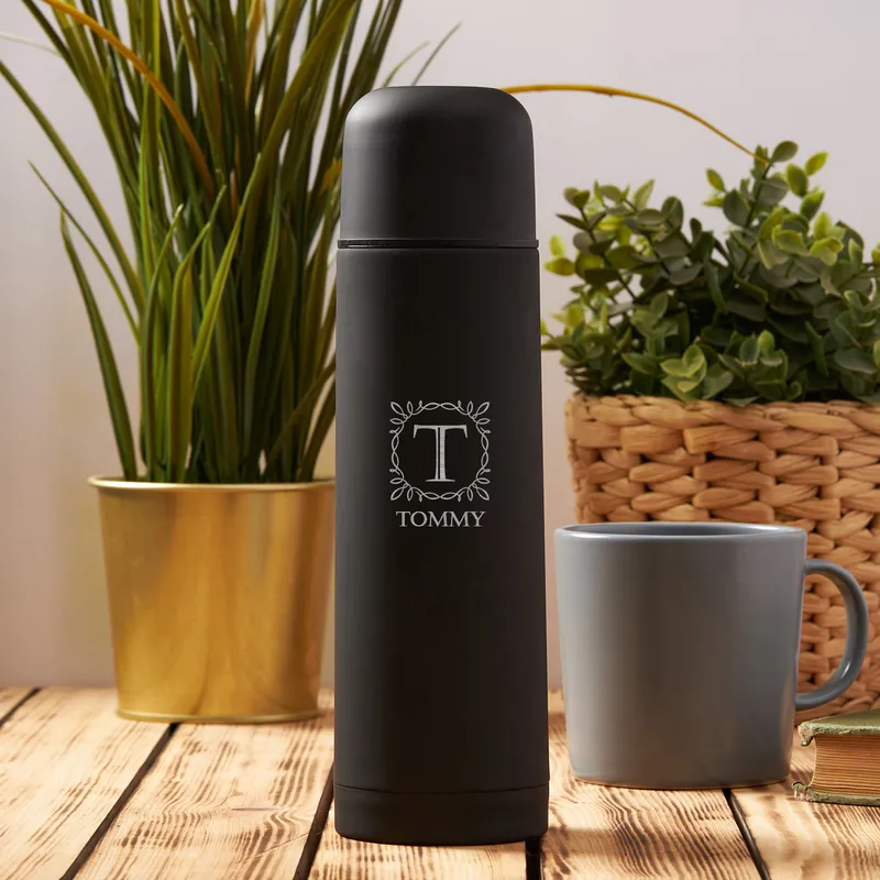 Personalised Monogram Matte Black Steel Thermos