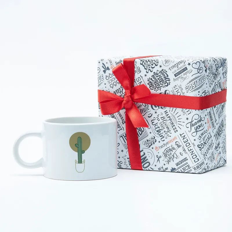 Boho Style Cactus Design Porcelain Coffee Cup