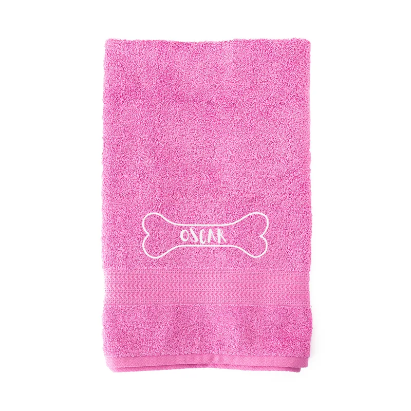 Bone Design Embroidered Personalized Pet Towel with Name