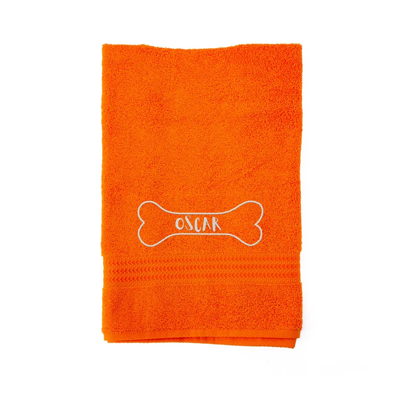 Bone Design Embroidered Personalized Pet Towel with Name