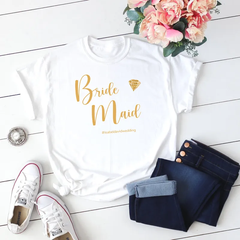 Bride & Bridesmaid Personalized 3 Piece Matching T-Shirts Set