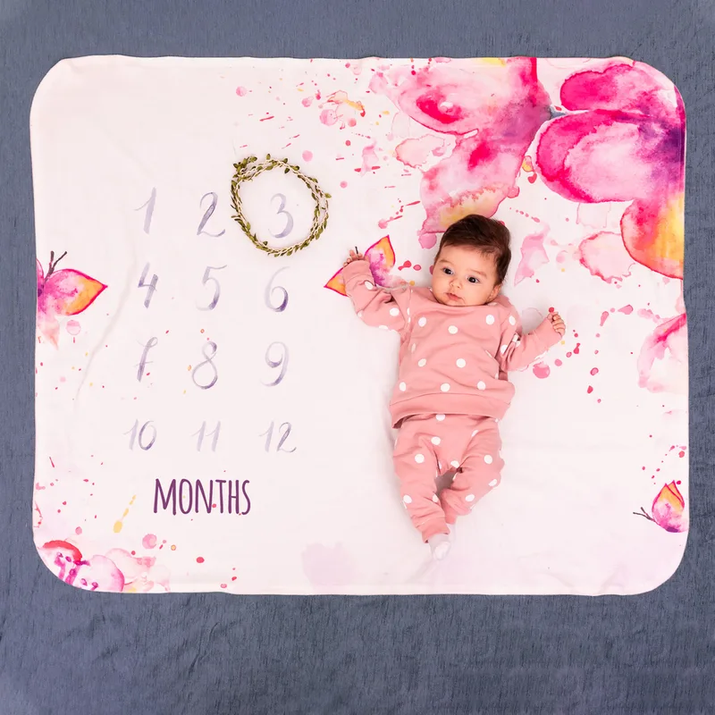 Butterfly Design Baby Monthly Photo Blanket
