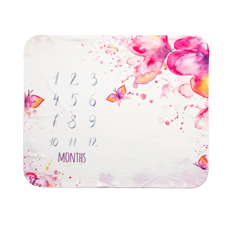 Butterfly Design Baby Monthly Photo Blanket
