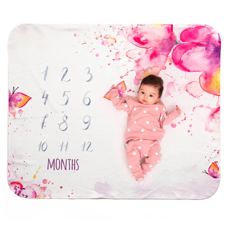 Butterfly Design Baby Monthly Photo Blanket