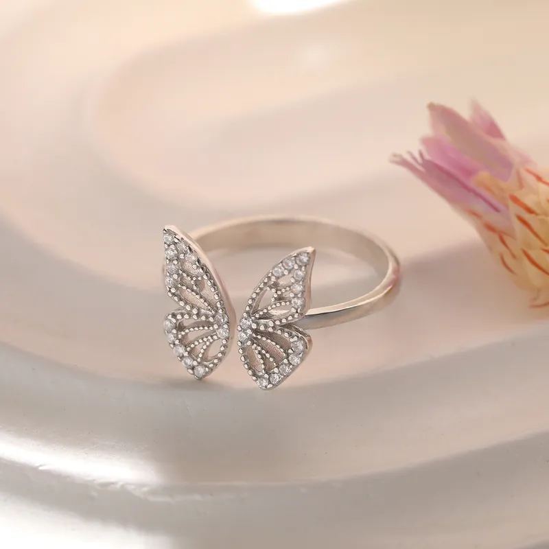 Butterfly Gold Plated Ring with Zirconia Stones