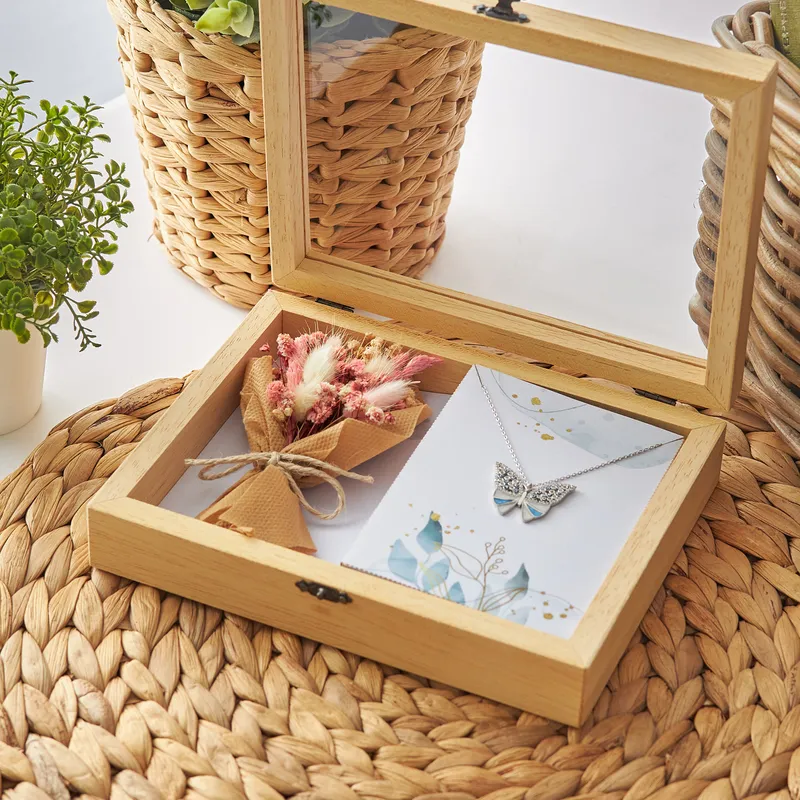Butterfly Shaped Silver Necklace Gift Set with Wooden Box and Mini Corsage
